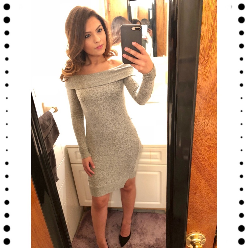 NWT William Rast Gray Off The Shoulder Dress